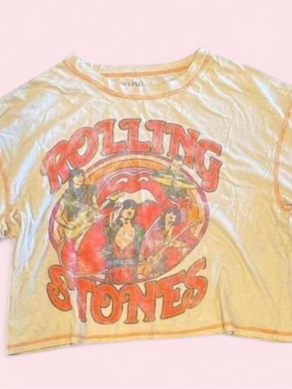 The Rolling Stones Yellow Cropped Band Tee